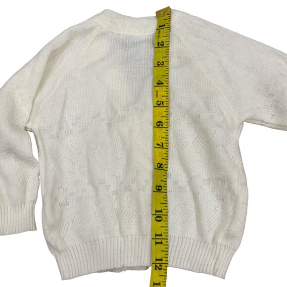 Vintage Julius Berger White Acrylic Baby Cardigan Sweater With Button Closure - Picture 4 of 7